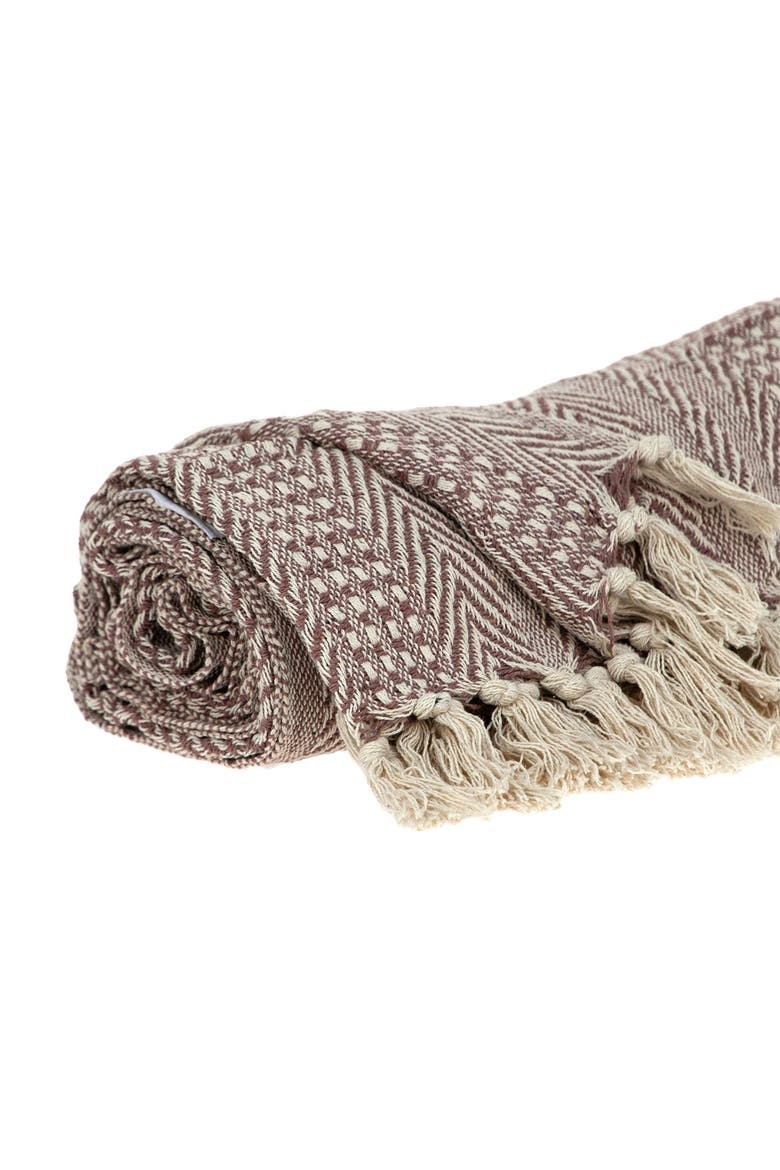 Thor Casual Beige 52" x 67" Woven Handloom Throw, Alternate, color, PINK