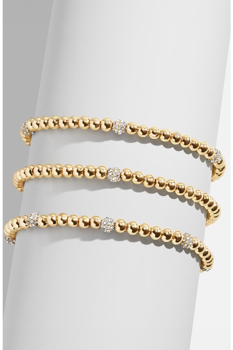 Pisa Set of 3 Beaded Stretch Bracelets, Alternate, color, CLEAR