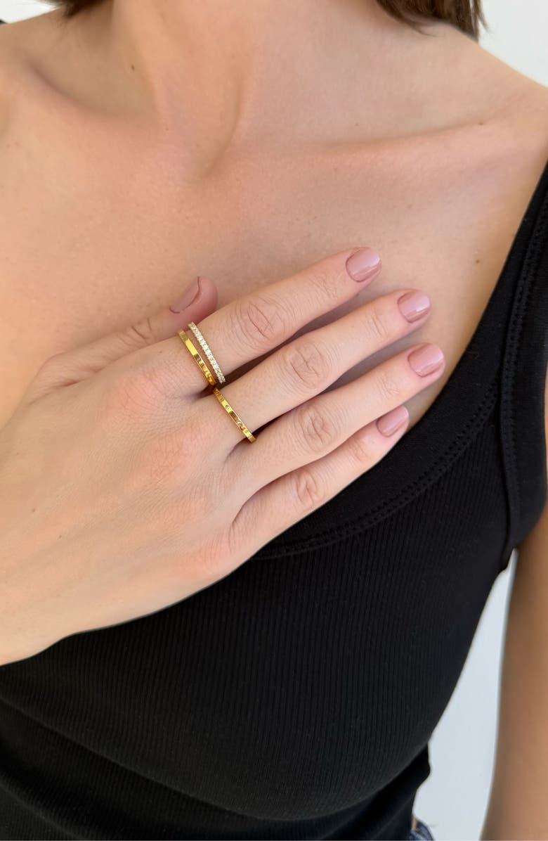 Adornia Set of 3 14K Gold Plated Cubic Zirconia Band Rings, Alternate, color, Gold