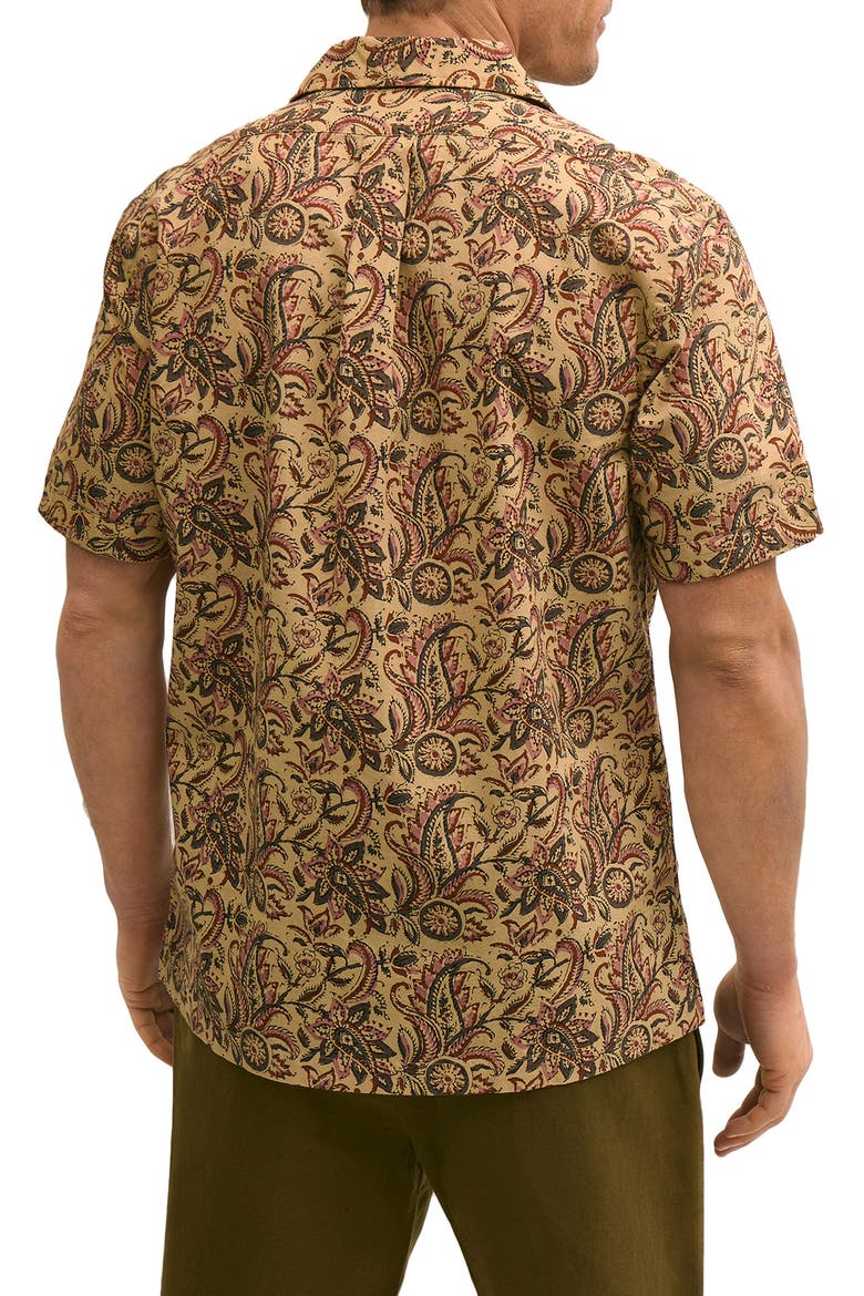 Block Print Cotton Camp Shirt, Alternate, color, PAISLEY