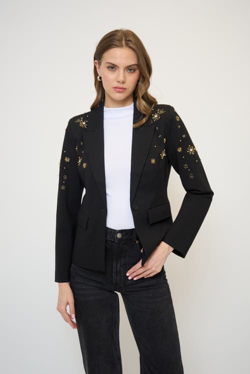 Central Park West Crystal Embellished Tuxedo Jacket In Black