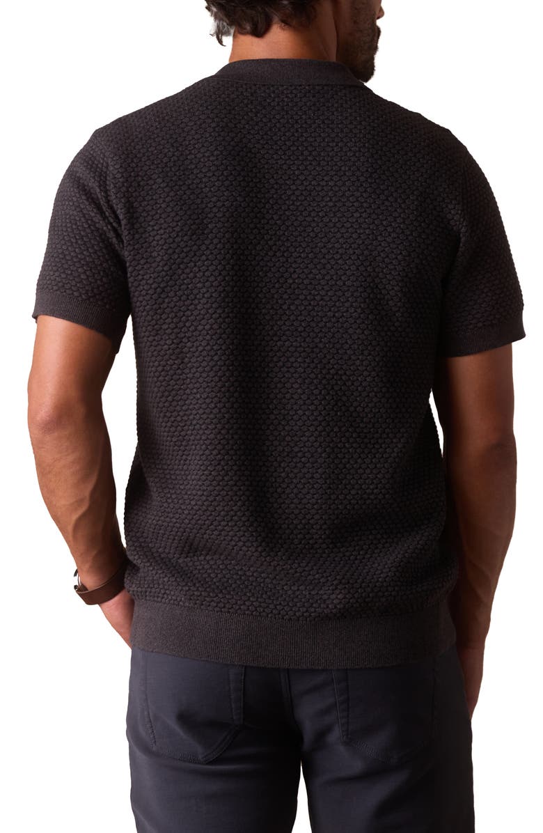 The Normal Brand Robles Jacquard Knit Short Sleeve Button-Up Shirt, Alternate, color, Charcoal
