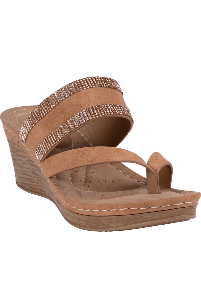 GOOD CHOICE NEW YORK Brazen Wedge Sandal, Main, color, Tan