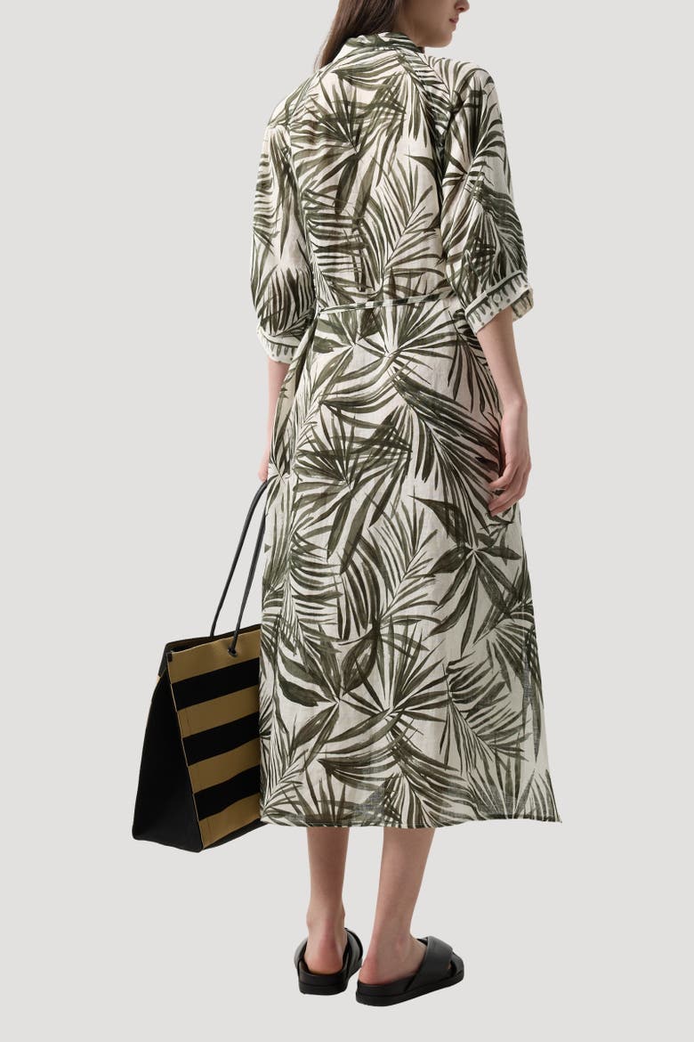 Linen Dress Catelyn, Alternate, color, Olive/cream