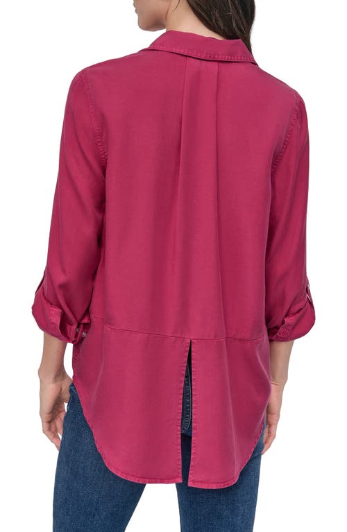 Dkny Jeans Tencel® Lyocell Chambray Button-up Shirt In Pink