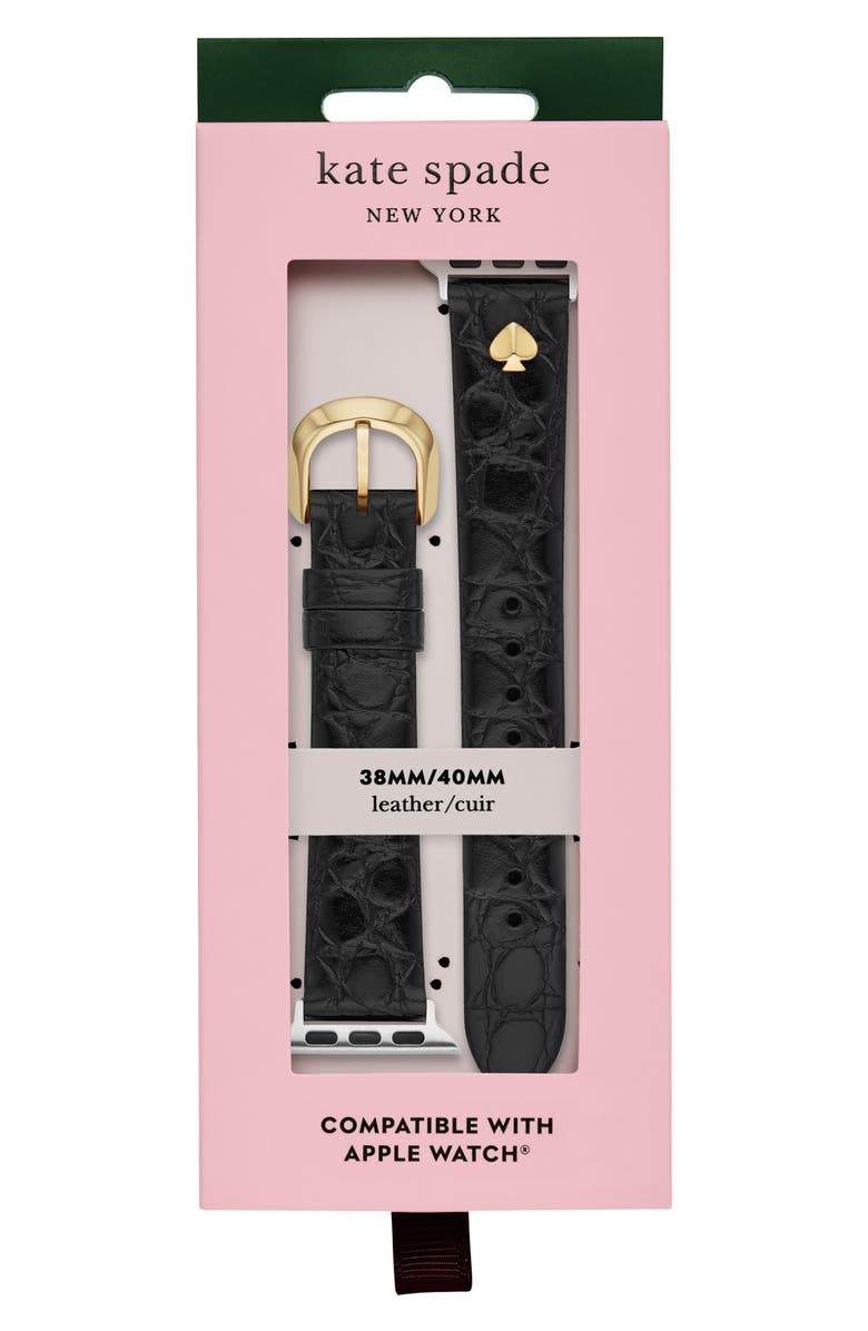 Kate Spade New York croc embossed leather Apple Watch<sup>®</sup> band, Alternate, color,