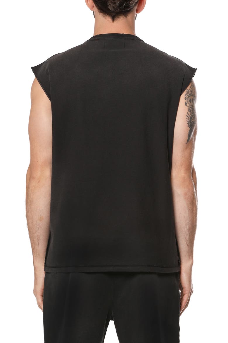 Textured Sleeveless Cotton Graphic T-Shirt, Alternate, color, BLACK