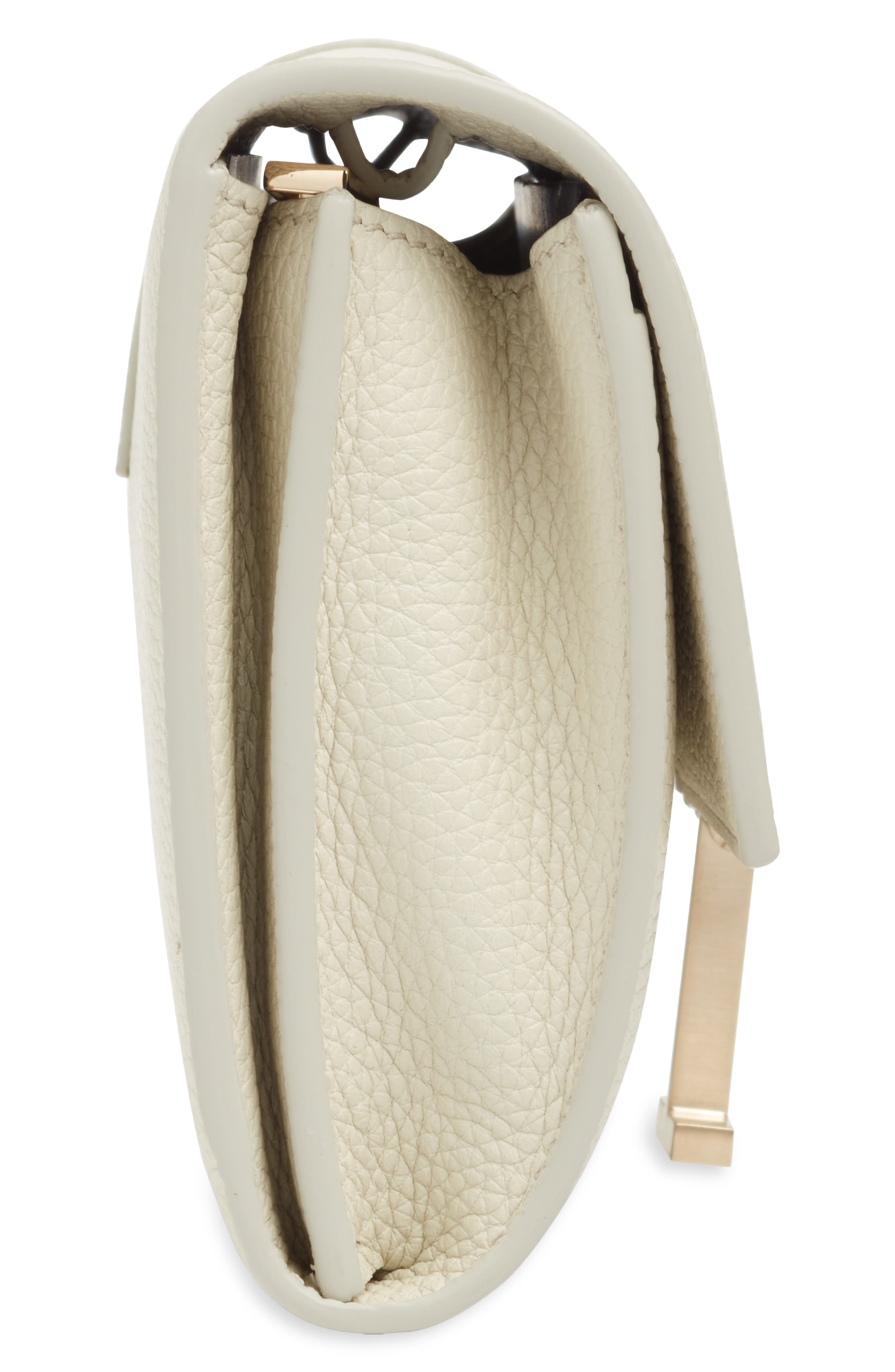 Kara Grain Leather Crossbody Wallet, Alternate, color, DOVE GREY