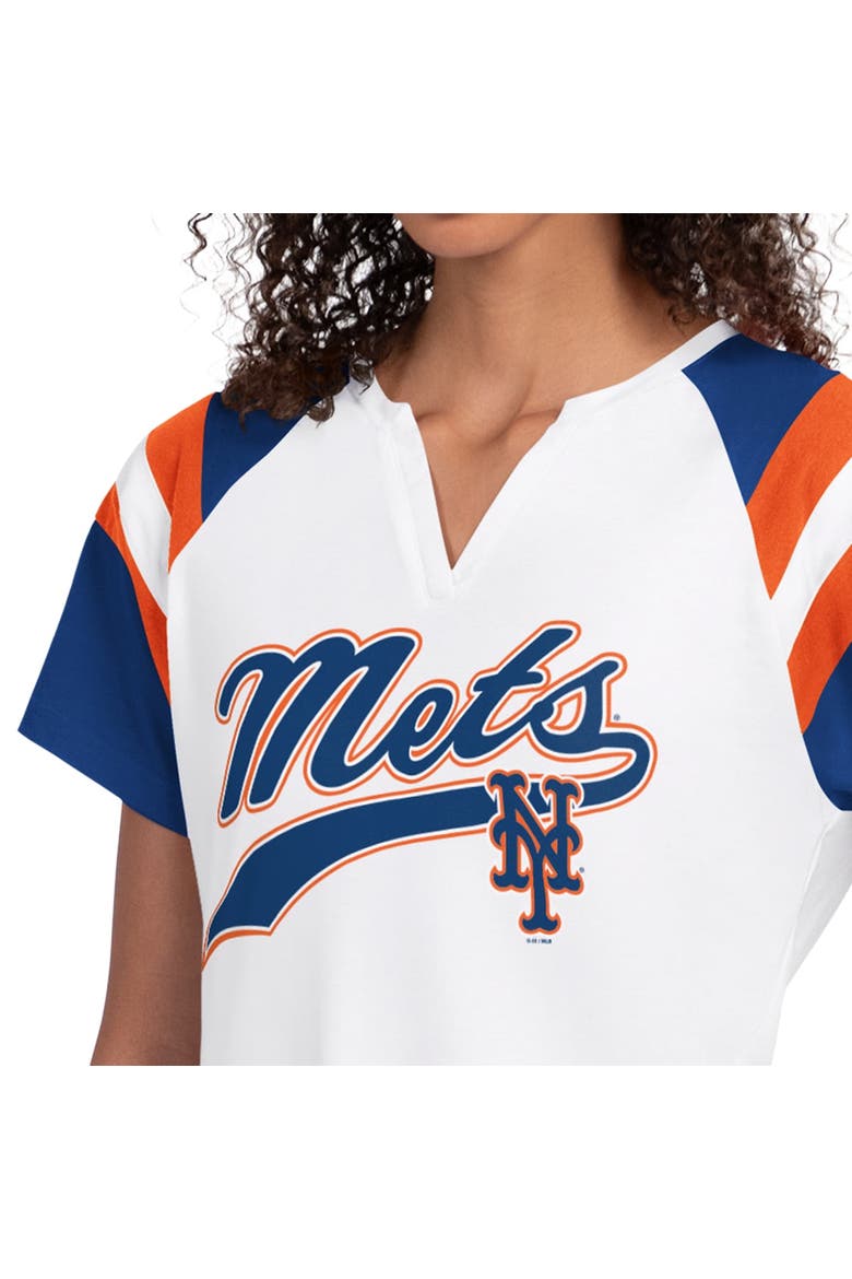 Women's Starter  White New York Mets Game On Notch Neck Raglan T-Shirt, Alternate, color, White