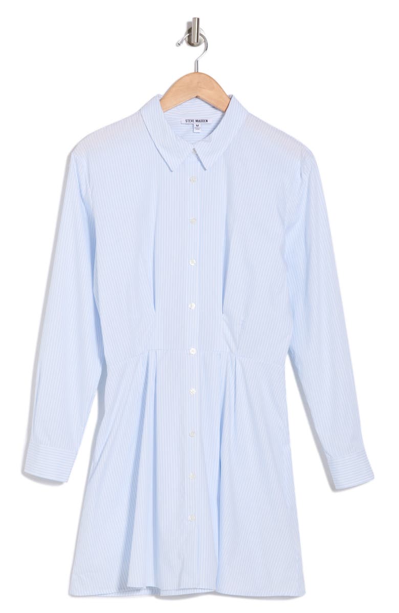 Steve Madden Stripe Pleated Waist Long Sleeve Shirtdress, Alternate, color,