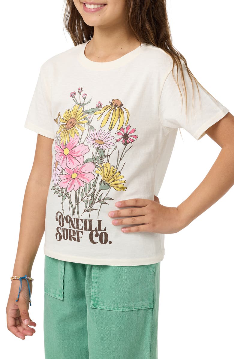 O'Neill Kids' Bouquet Angie Cotton Graphic T-Shirt, Alternate, color, Tofu