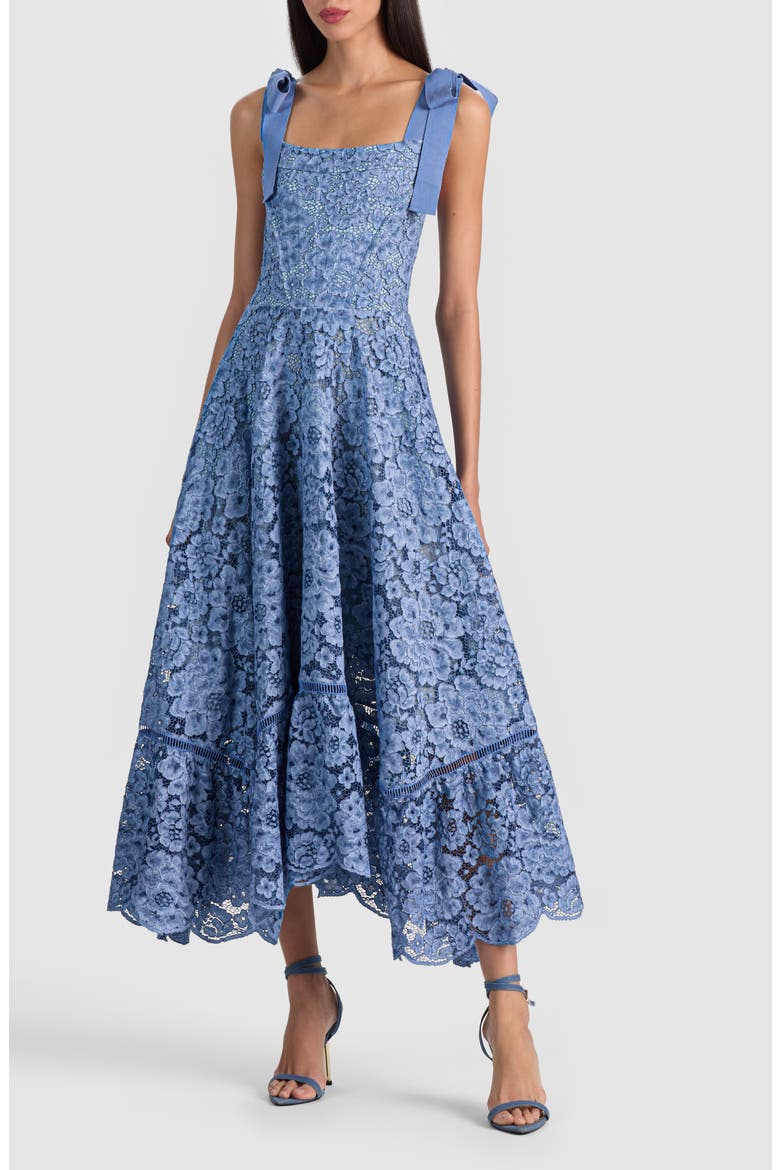 Rosalee Tie Strap Lace Sundress, Main, color, INDIGO