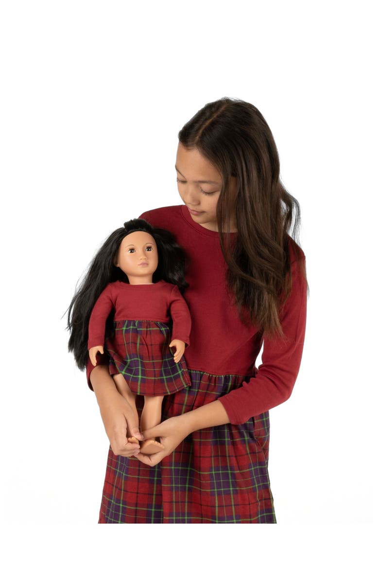 Girls Skirt Dress with Matching Doll Dress, 100% Cotton, Alternate, color, RED