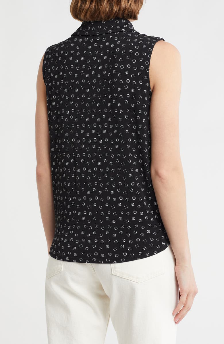 Adrianna Papell Tie Hem Button-Up Shirt, Alternate, color, Black Small Daisy