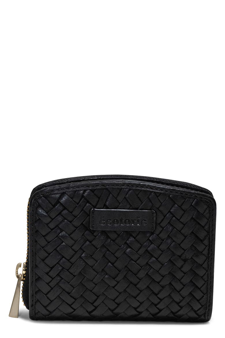 Katy Woven Leather Wallet, Main, color, BLACK