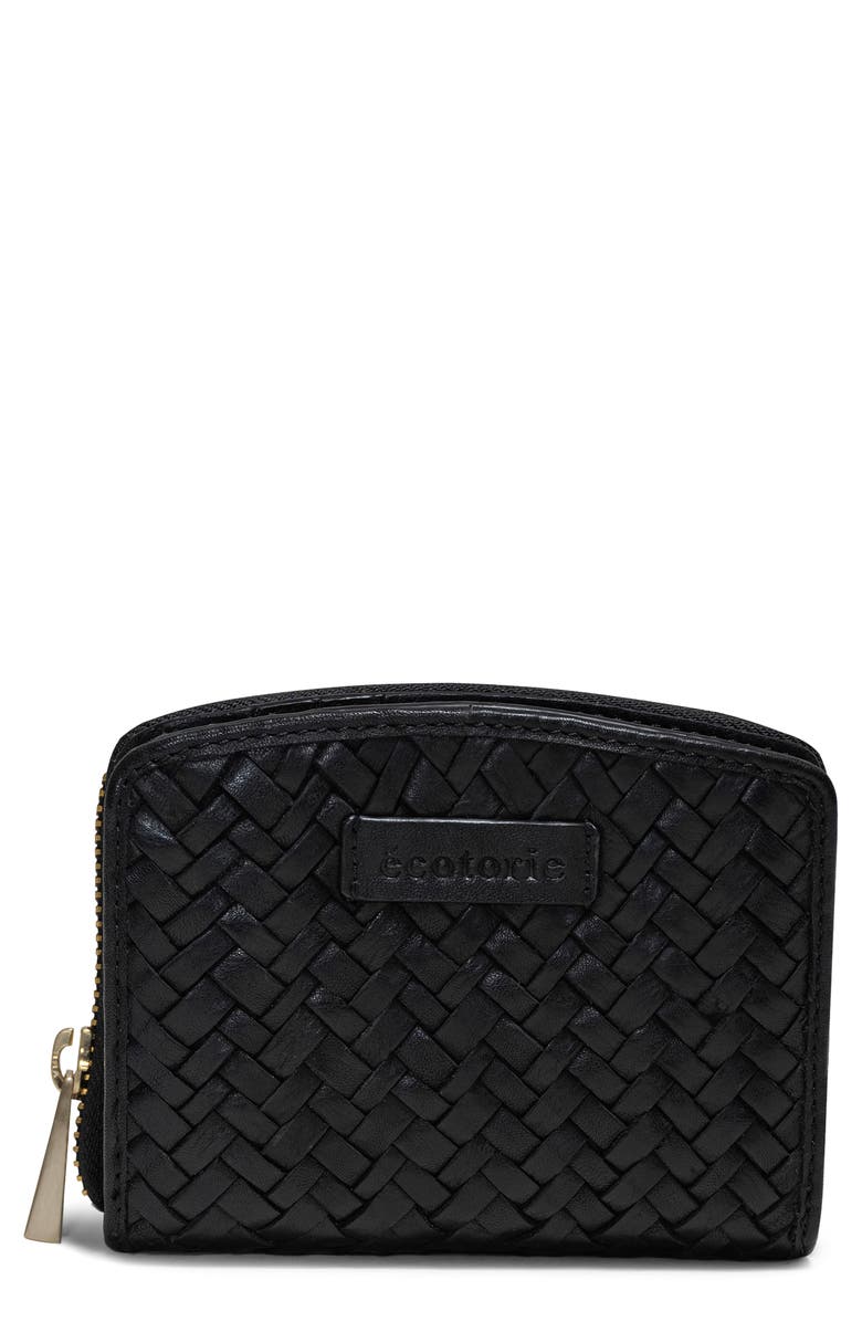 Écotorie Katy Woven Leather Wallet, Main, color, Black
