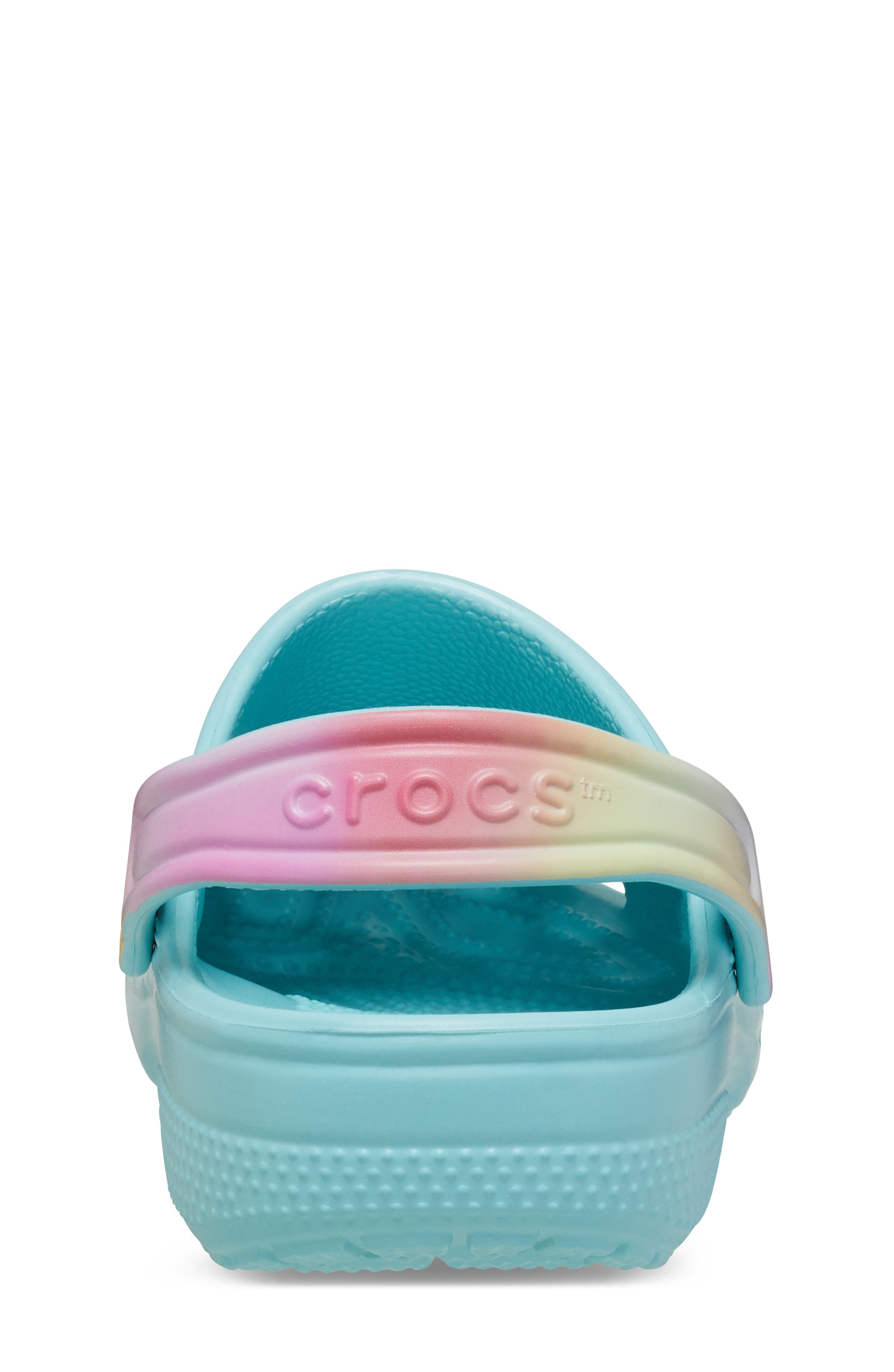 CROCS Kids' Classic Rainbow Crystal Embellished Clog, Alternate, color, Pure Water