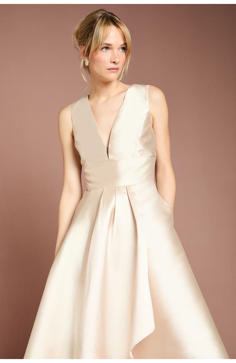 Coast Plunge Waterfall Maxi Dress, Alternate, color, Champagne