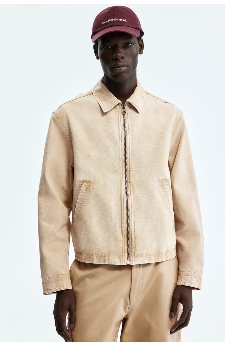 H&M Collared Cotton Jacket, Alternate, color, Beige
