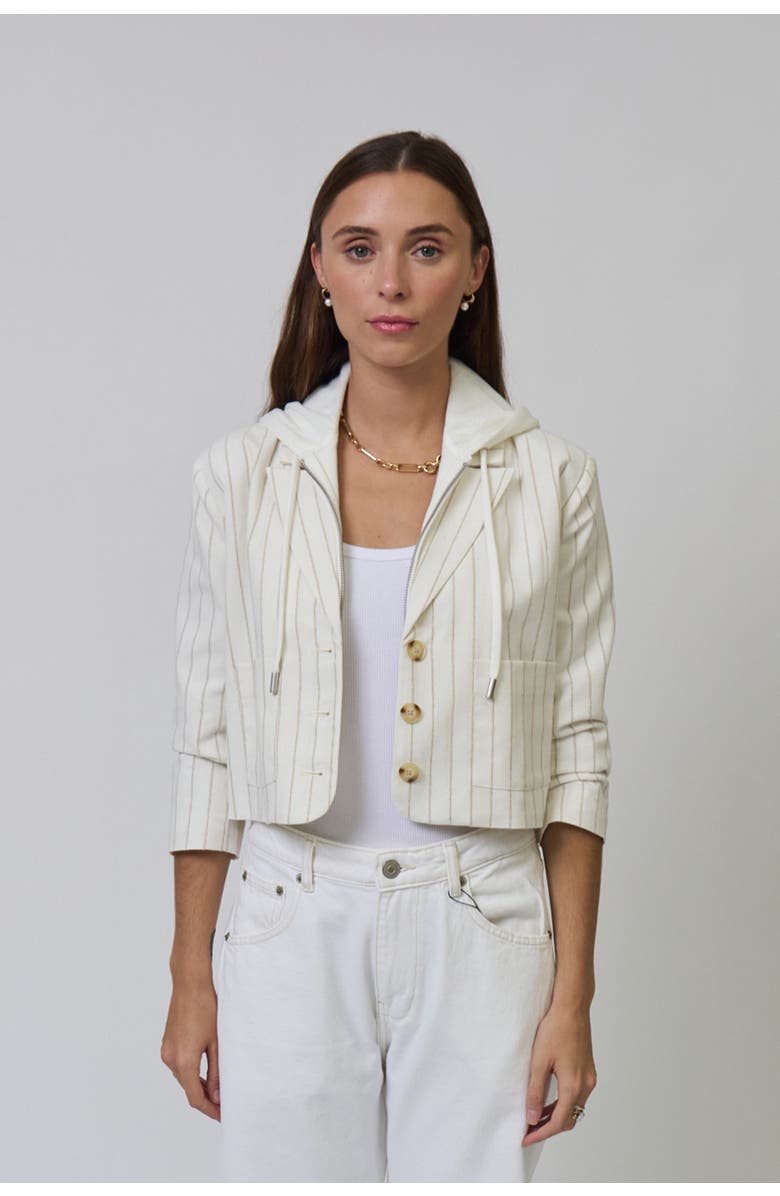 Central Park West Serena Cropped Sleeve Dickey Jacket, Main, color, Ivory
