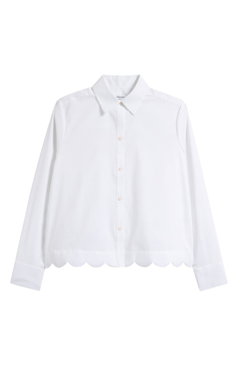 Foxcroft Scallop Hem Button-Up Shirt, Alternate, color, White