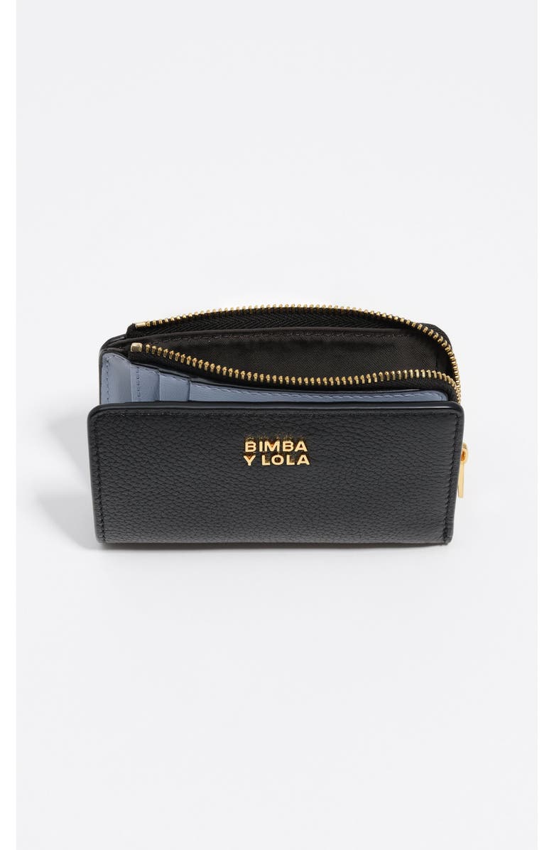 Bimba y Lola Rigid Leather Wallet, Alternate, color, Black