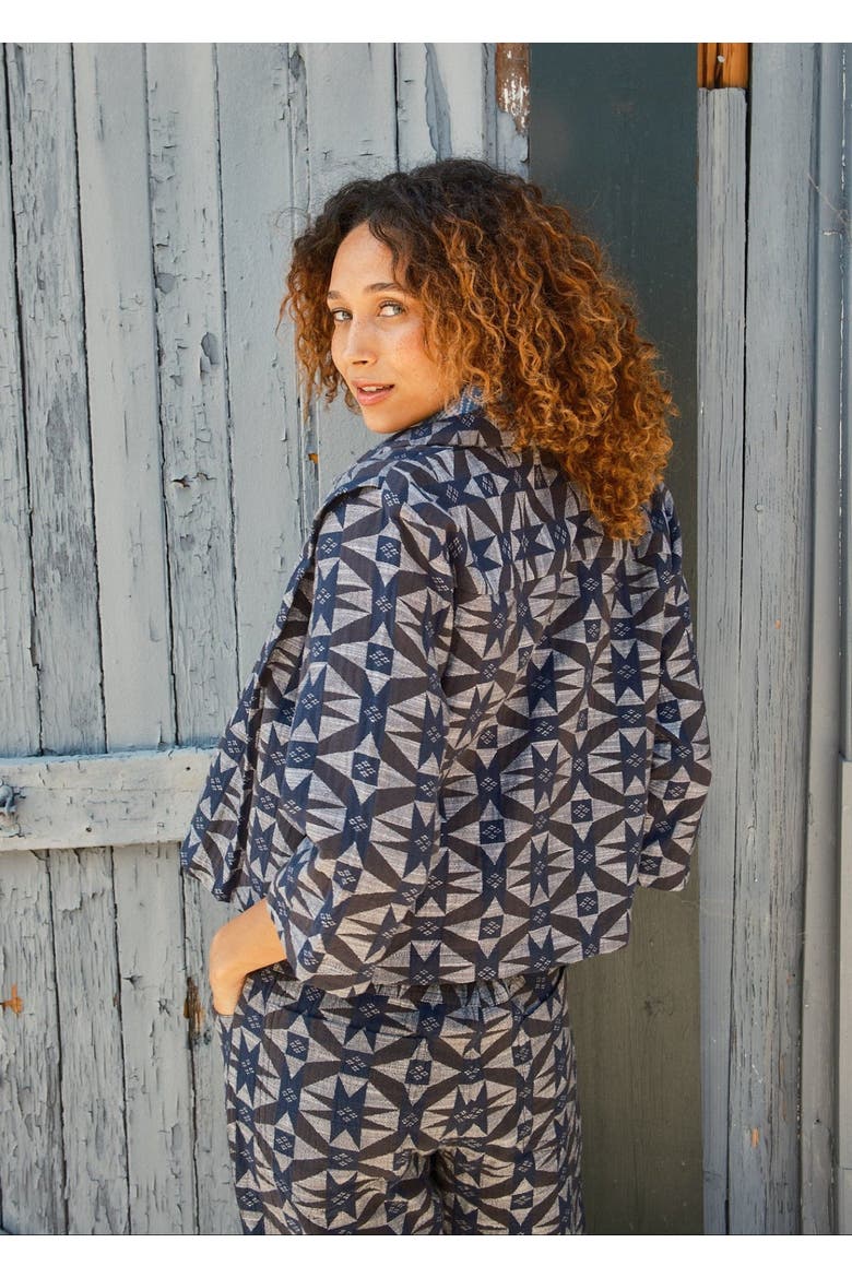 Highway Cropped Collared Button-up Jacket, Alternate, color, Compass