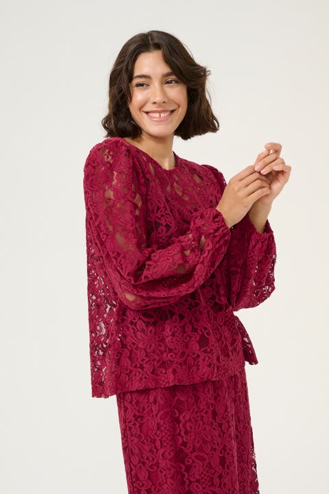 KAlanice Lace Balloon Sleeves Blouse