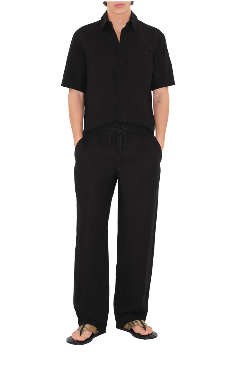 Burberry Linen Trousers, Main, color, Black