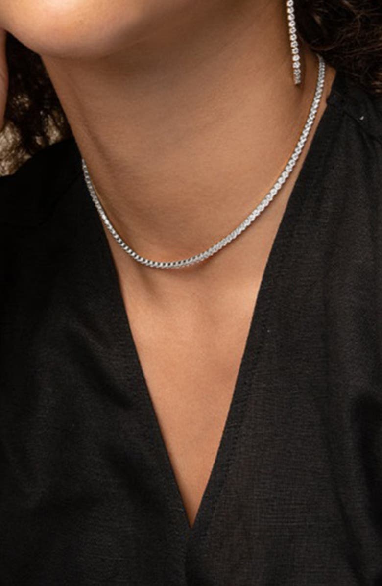 Bearfruit Jewelry Sterling Silver 18k Gold Plated Cherie Tennis Necklace Holiday Gift Idea, Alternate, color, Silver