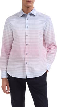 Bugatchi Julian Shaped Ombré Cotton Seersucker Button-Up Shirt