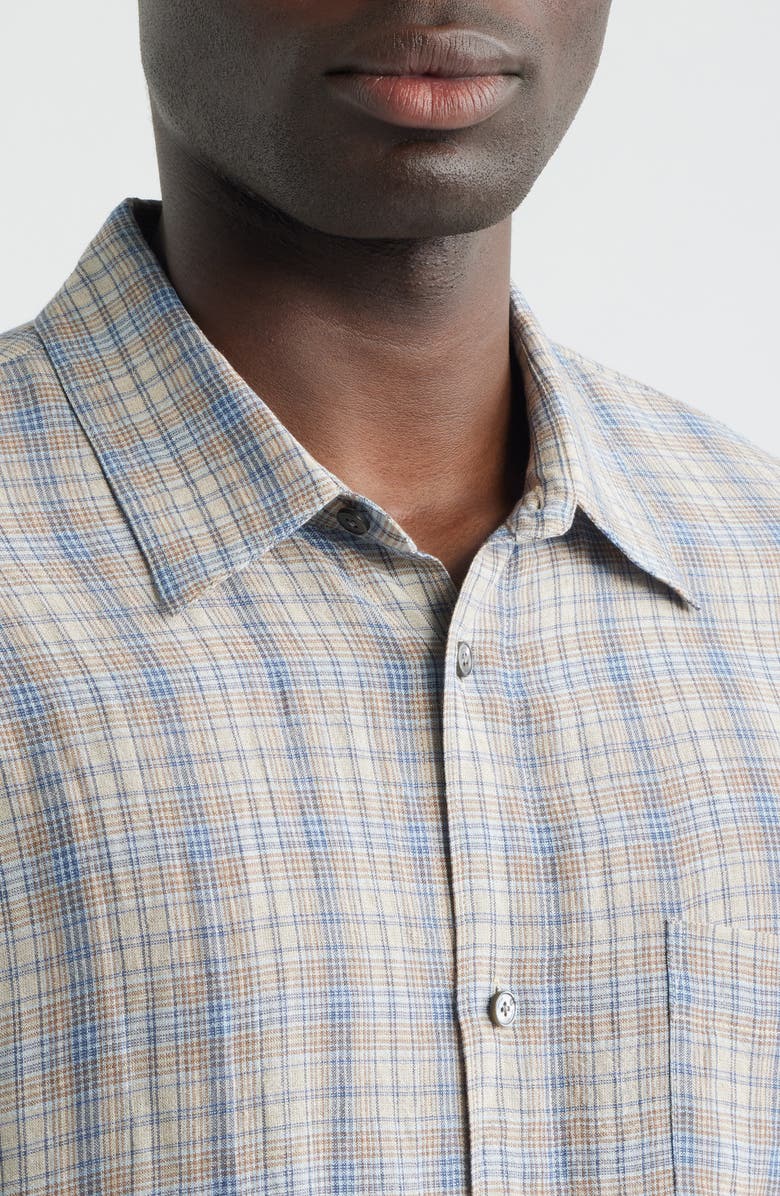 FRAME Plaid Button-Up Shirt, Alternate, color, Cream/ Blue Plaid