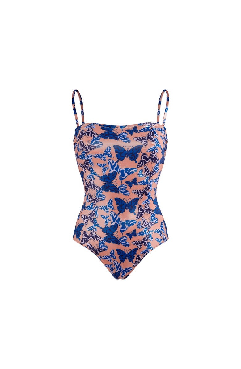 Vilebrequin Bustier One-piece Swimsuit Disco Butterflly, Main, color, Blush