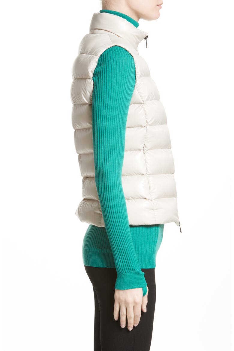 Ghany Water Resistant Shiny Nylon Down Puffer Vest, Alternate, color, IVORY