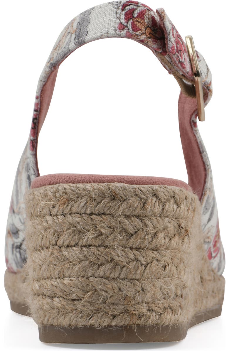 White Mountain Footwear Maize Slingback Wedge Sandal, Alternate, color, White/ Pink Floral Fabric