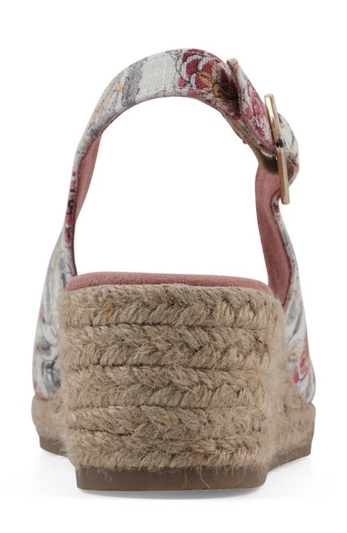 White Mountain Footwear Maize Slingback Wedge Sandal In White/pink Floral Fabric