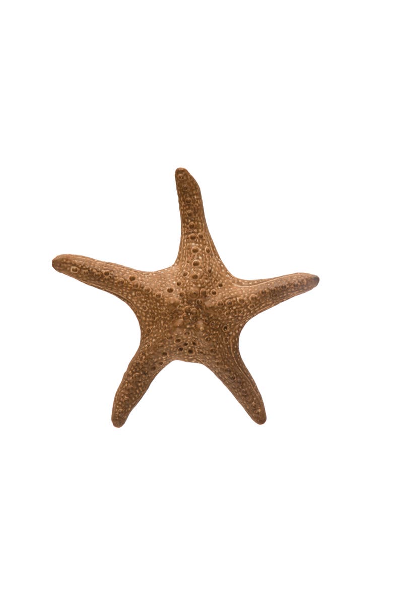 Storied Home Decorative Stoneware Starfish, Main, color, Brown