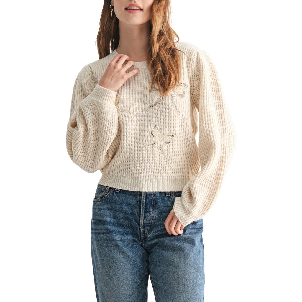 Lush Lace Bows Sweater In Neutral