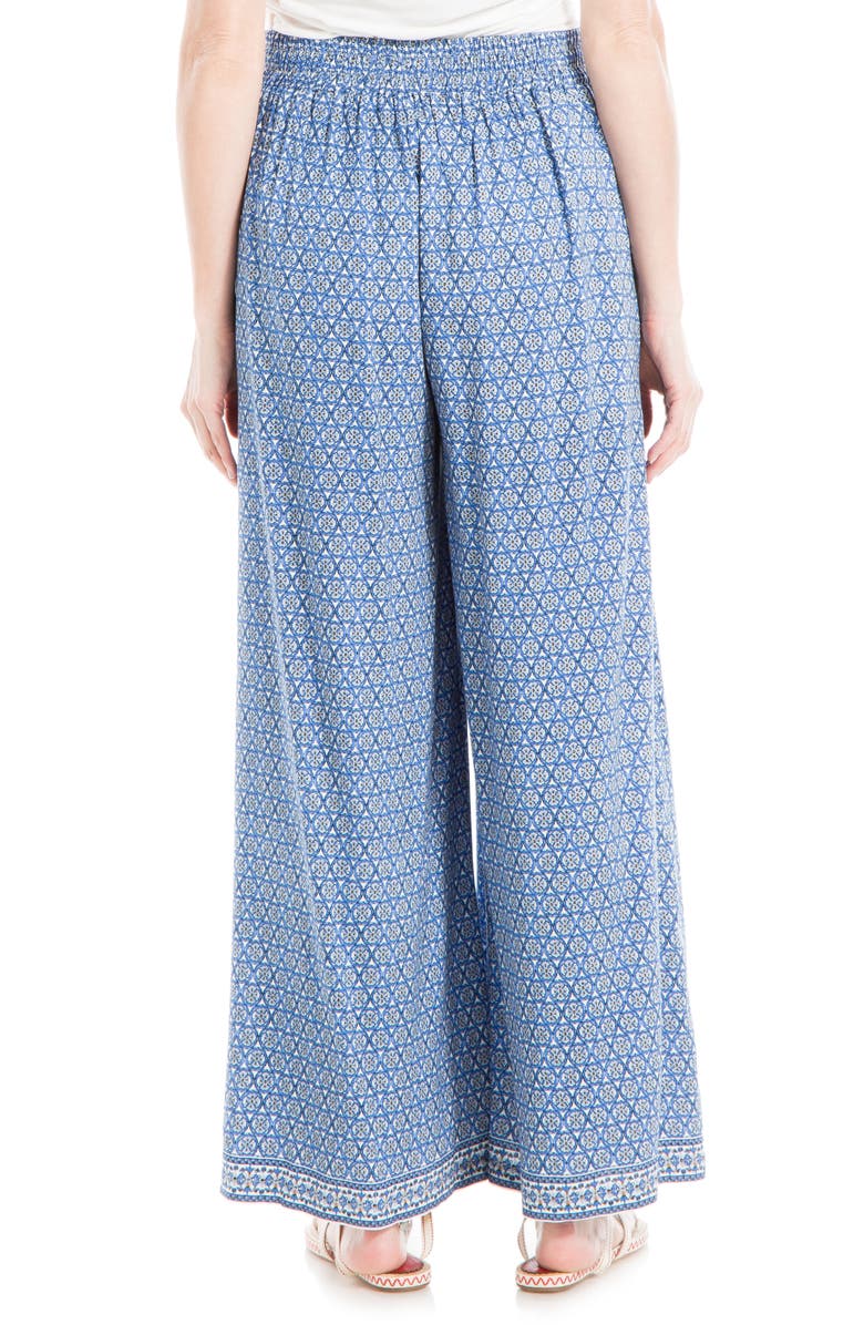 MAX STUDIO Wide Leg Pull On Pants, Alternate, color, Blue Print