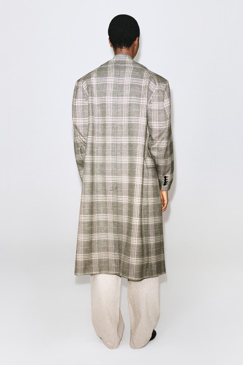 Checked Tailored Long Coat, Alternate, color, BEIGE / CHECKED