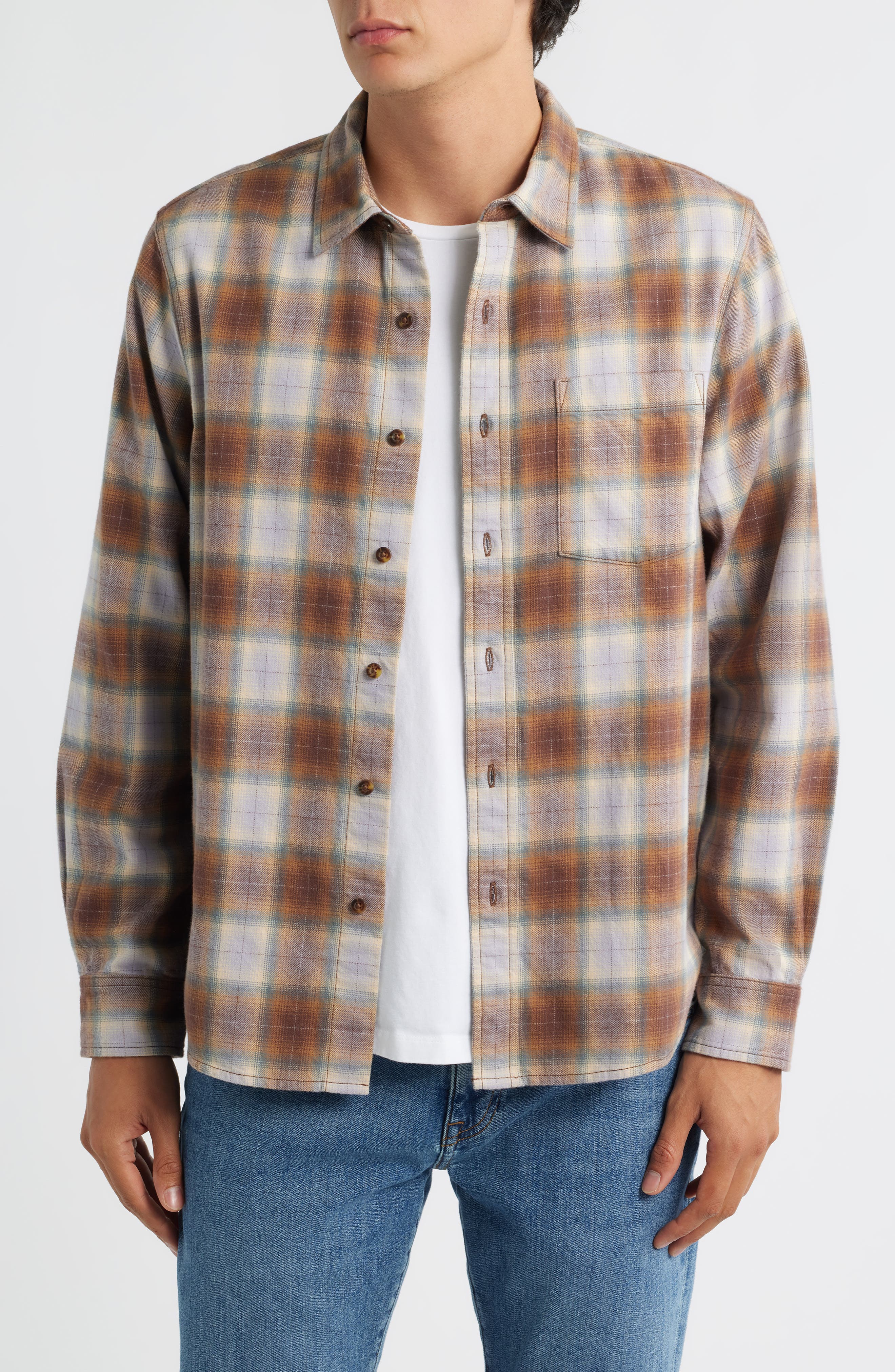 Plaid Flannel Button-Up Shirt