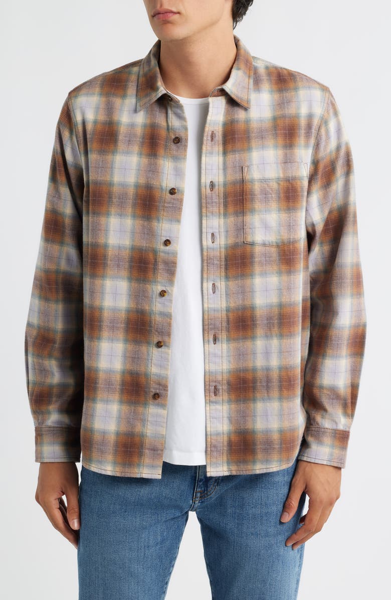 Treasure & Bond Plaid Flannel Button-Up Shirt, Main, color, Beige- Brown Ares Plaid