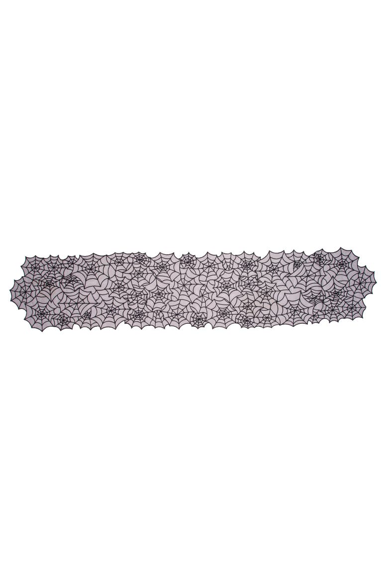 Spider Webb Halloween Reversible Translucent Decorative Table Runner 12" x 68", Alternate, color, Black