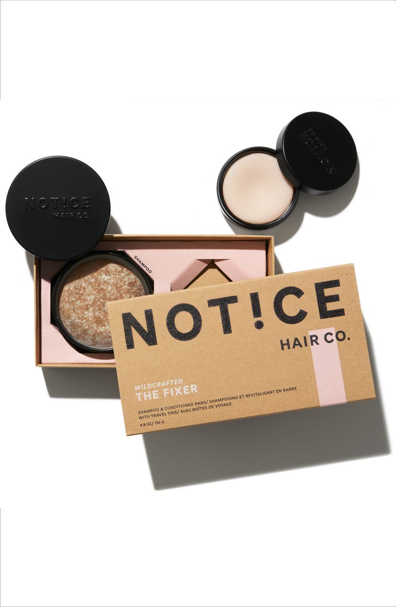 NOTICE Hair Co. Fixer Shampoo & Conditioner Bar Travel Set, Main, color,