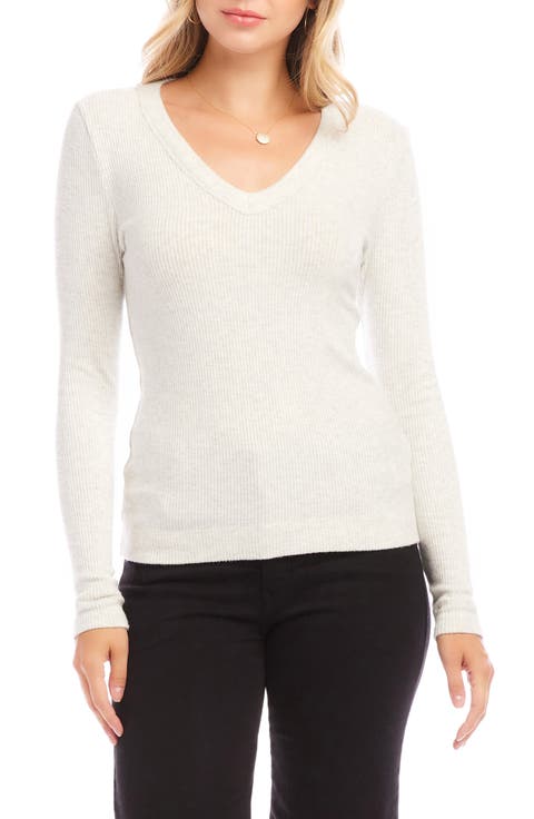 V-Neck Brushed Rib Top