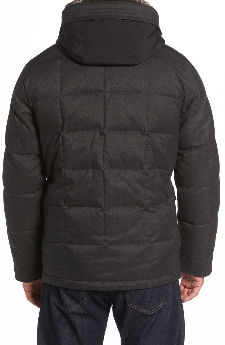 Cole Haan Faux Fur Trim Mixed Media Hooded Down Jacket, Alternate, color,