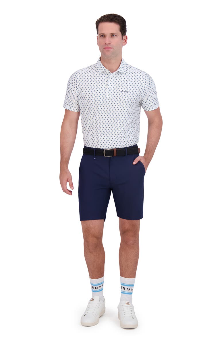 Ben Sherman Geo Dot Print Stretch Tech Polo, Alternate, color, White/Light Blue