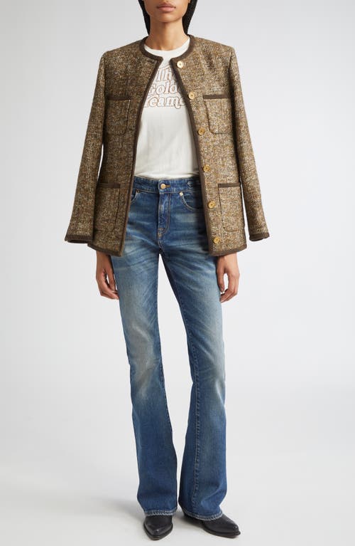 Golden Goose Journey Boxy Tweed Jacket In Brown