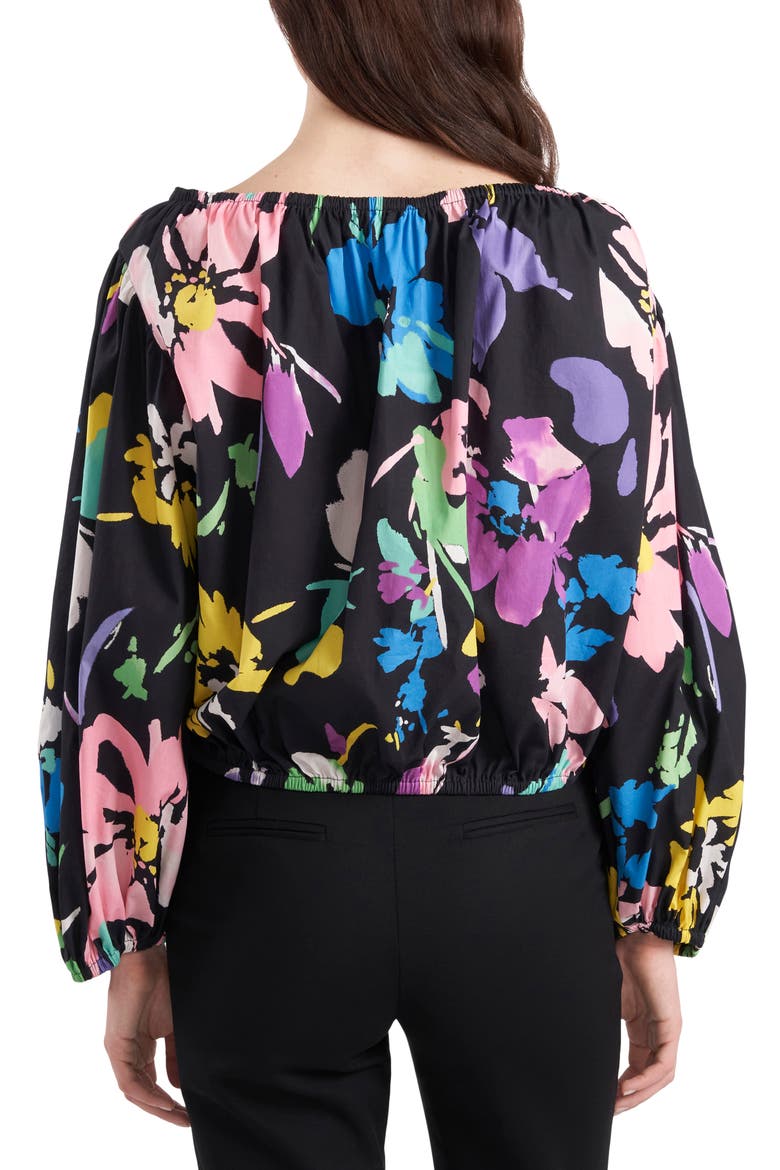 Off the Shoulder Puff Sleeve Top, Alternate, color, NAVY MULTI