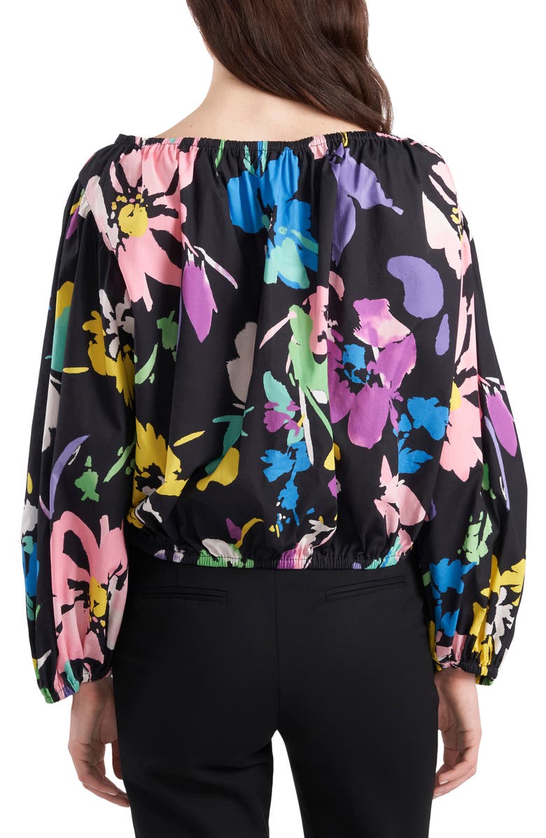 Chaus Off the Shoulder Puff Sleeve Top, Alternate, color, Navy Multi